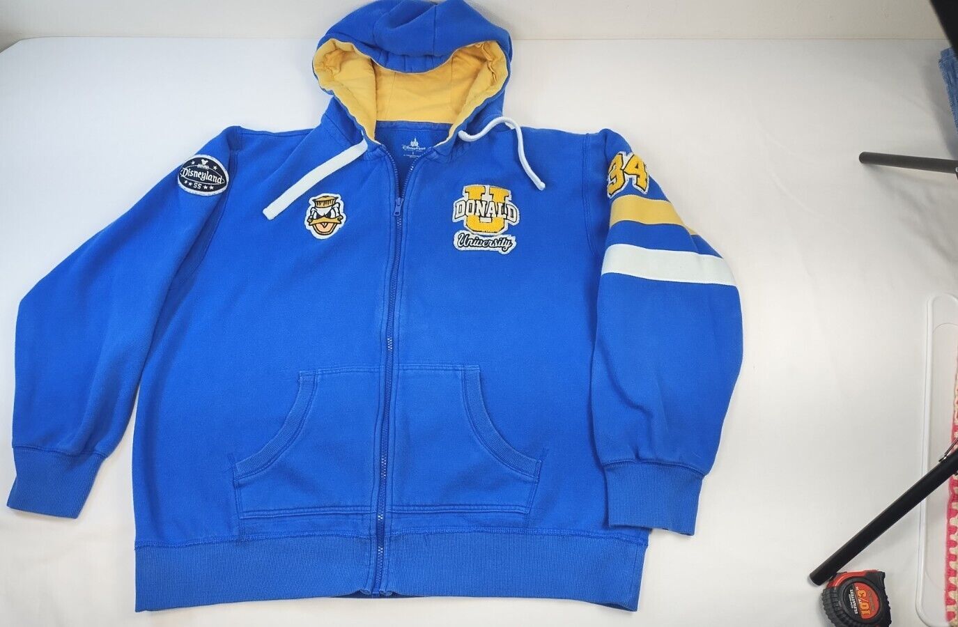 Disney Donald Duck University Blue Varsity Jacket Hoodie Mens Size Large Rare 