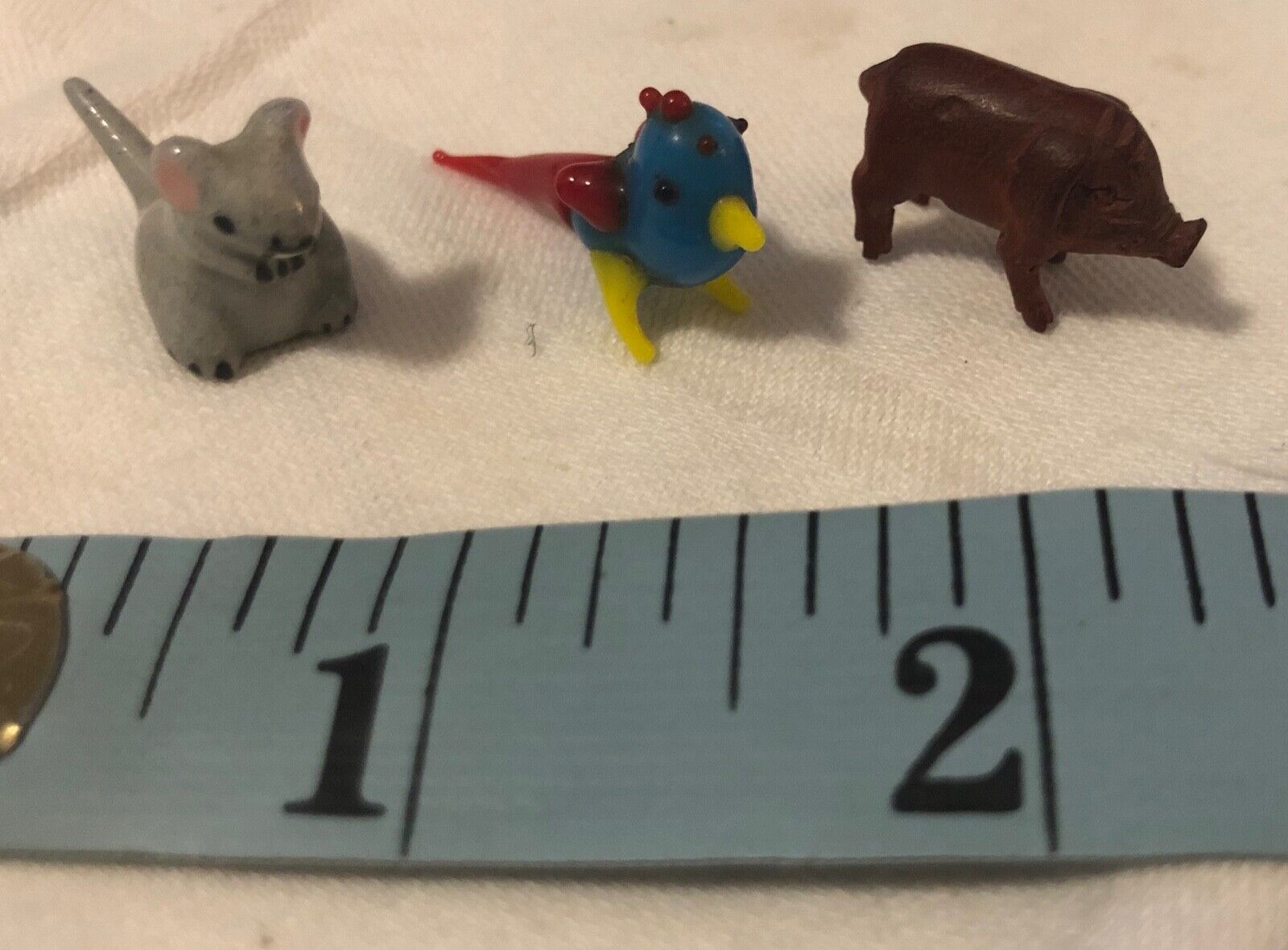 Vintage Ultra Mini Figurines Lot of 3 Doll House Collectible Mouse Bird Pig