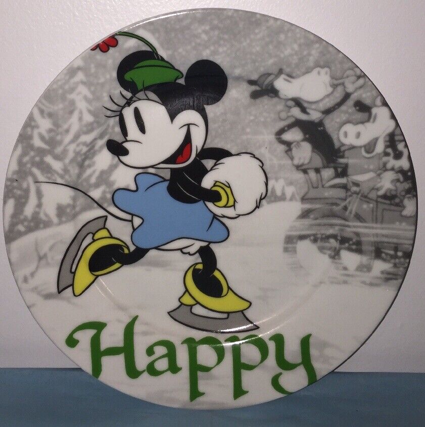 Disney Mickey\'s Vintage Holiday Minnie Happy Plate 8\