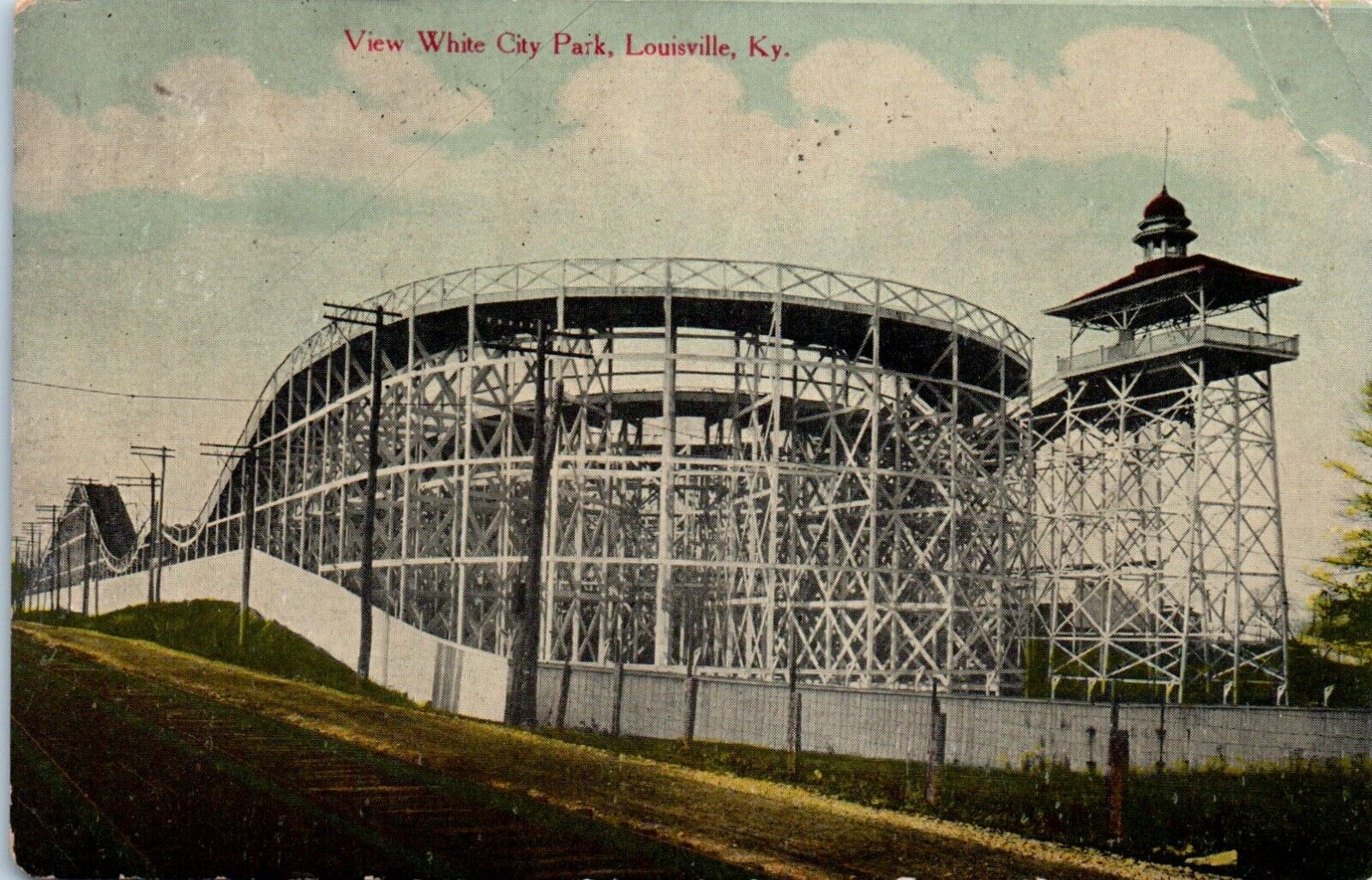 1911 White City Park Roller Coaster Louisville KY Postcard