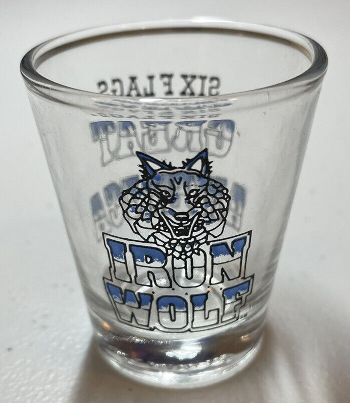 Iron Wolf Roller Coaster Shot Glass Six Flags Great America (RARE)