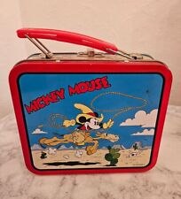 Vintage | Mickey Mouse Cowboy Mini Metal Lunch Box Tin picture