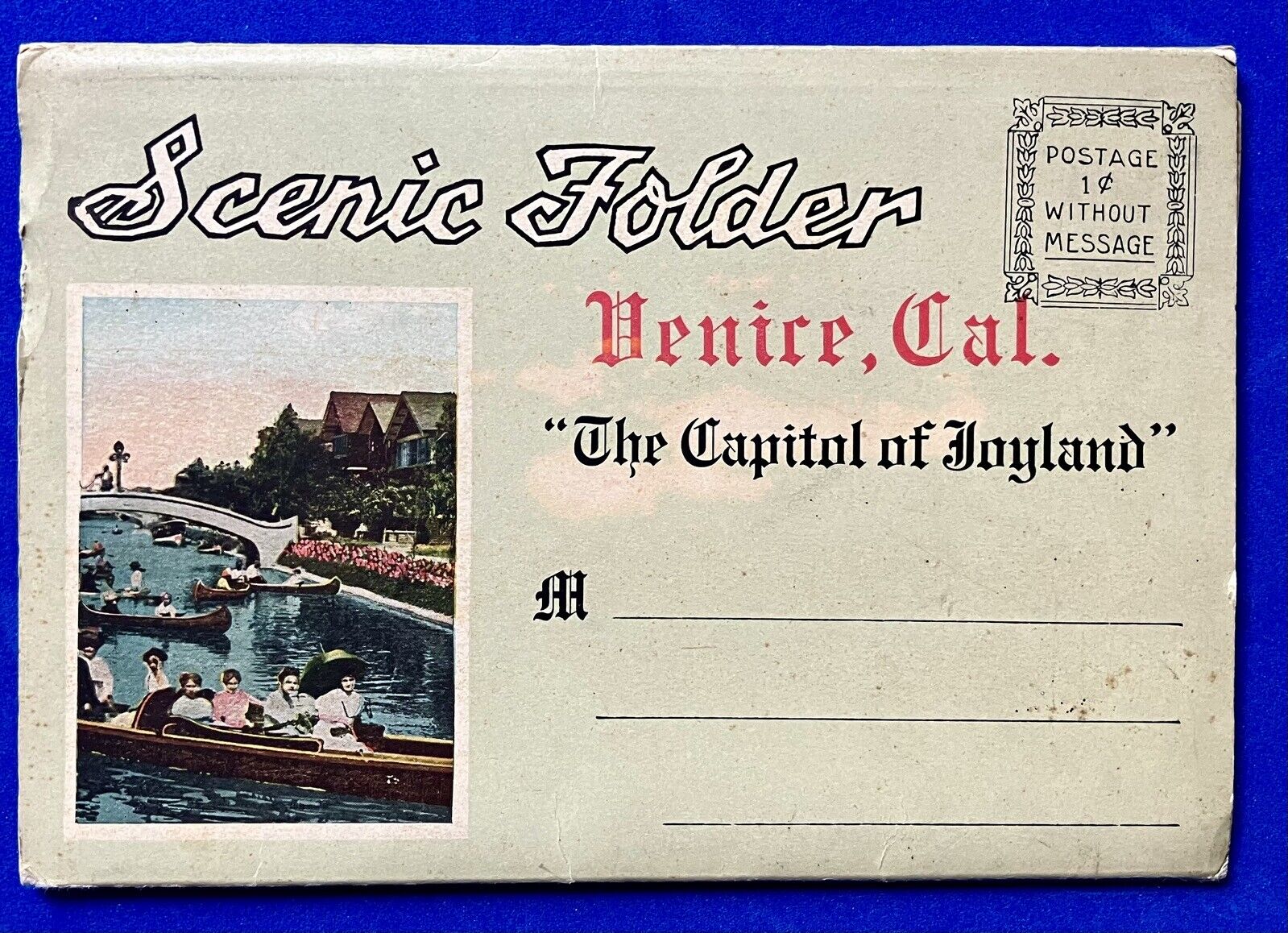 VENICE, CA, THE CAPITOL OF JOYLAND ~ PIER, ROLLER COASTER~ postcard folder~1910s