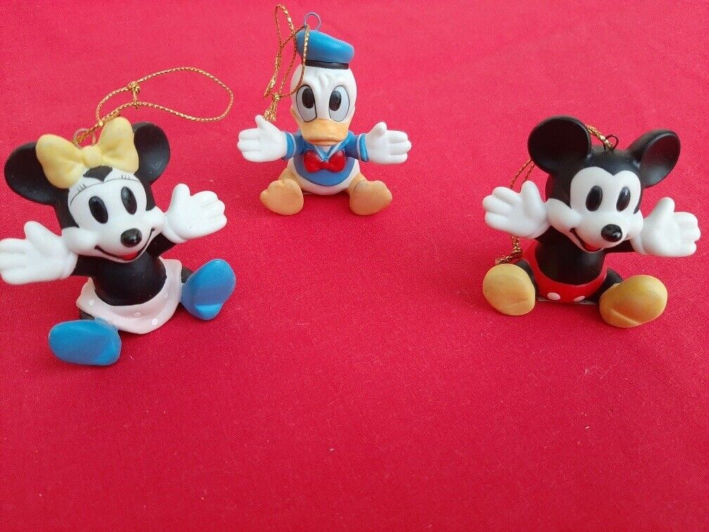 Vtg Schmid Disney Babies Christmas Ornaments Mickey Mouse, Minnie, Donald Duck