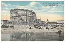 Postcard, Roller Coaster, Old Orchard Beach, Me. Lithograph, Maine, Pier, Sand picture