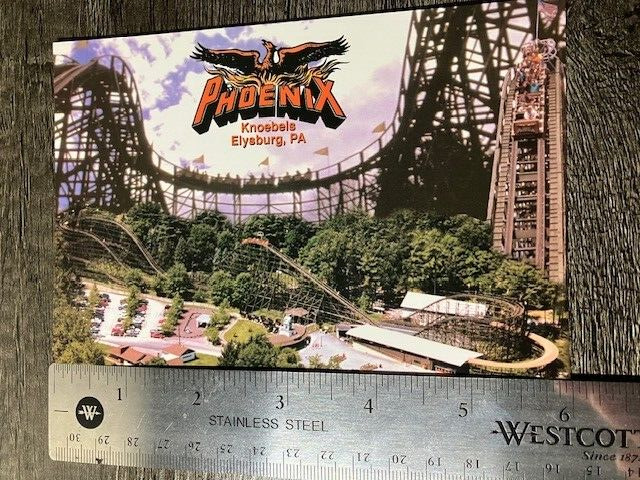 Knoebels Elysburg Pennsylvania amusement park Phoenix roller coaster postcard