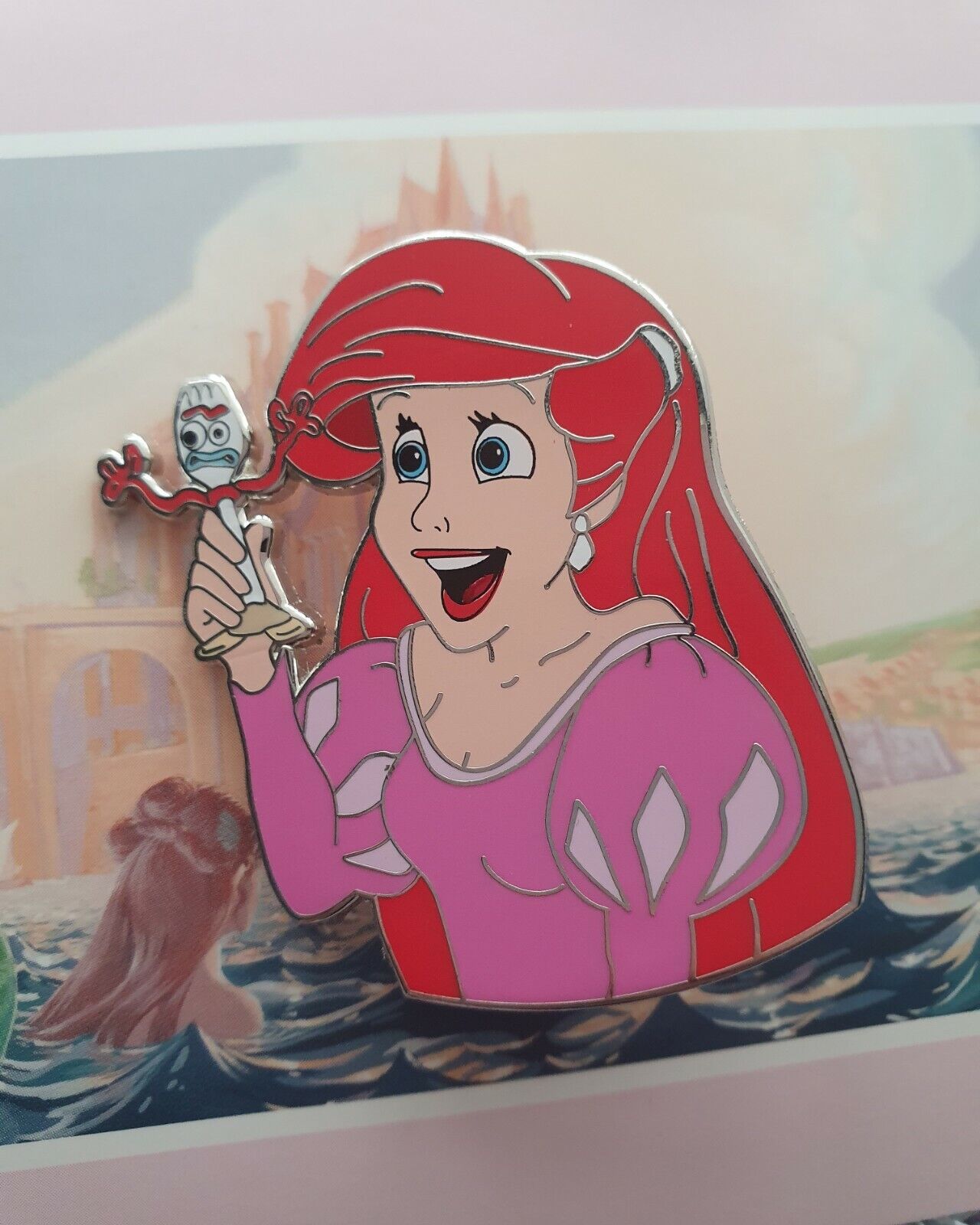 Disney Fantasy Pin Ariel Pink Dress The Little Mermaid & Toy Story Mash Up Forky
