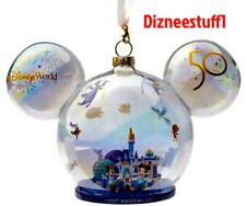NWT 2021 Walt Disney World 50th Anniversary 4 Parks Icons Glass Ears Ornament picture