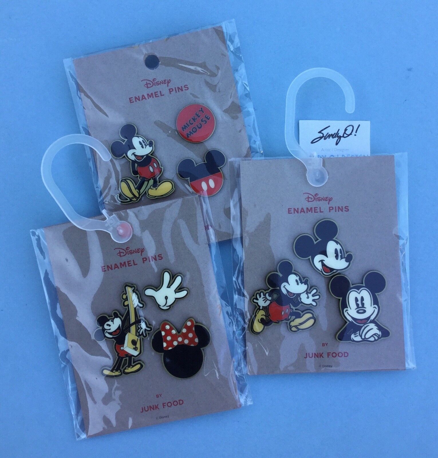 Disney-JUNK FOOD (Complete Set) Mickey & Minnie PINS (3 Sets of 3) NEW