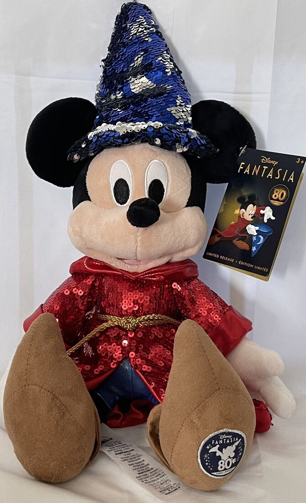 Disney Fantasia 80th Mickey Mouse Sorcerer Sequined Plush Brand New NWTS Limited