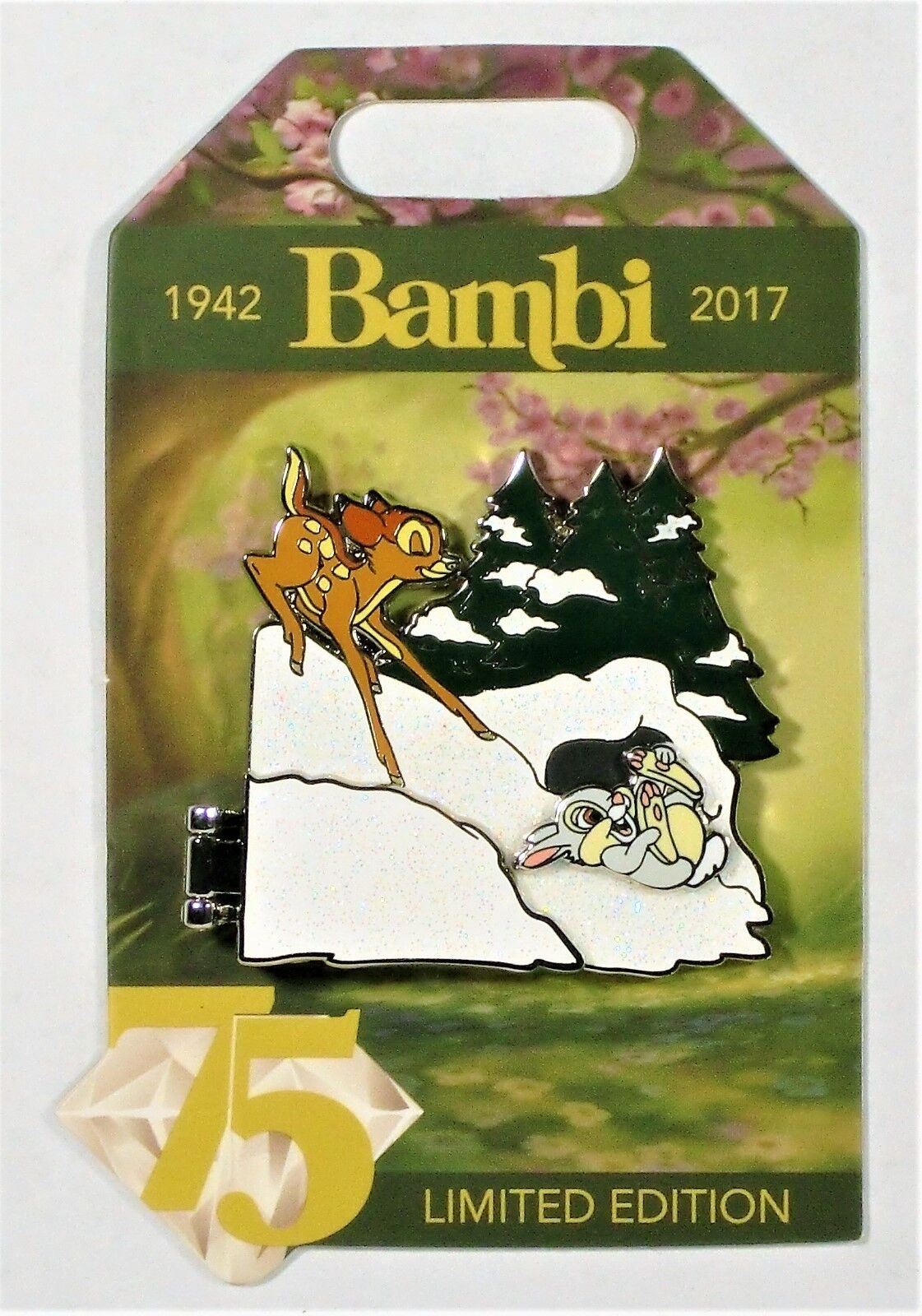 Disney 75th Anniversary Bambi & Thumper & Flower Hinged 3-D Pin LE 3000 NEW CUTE