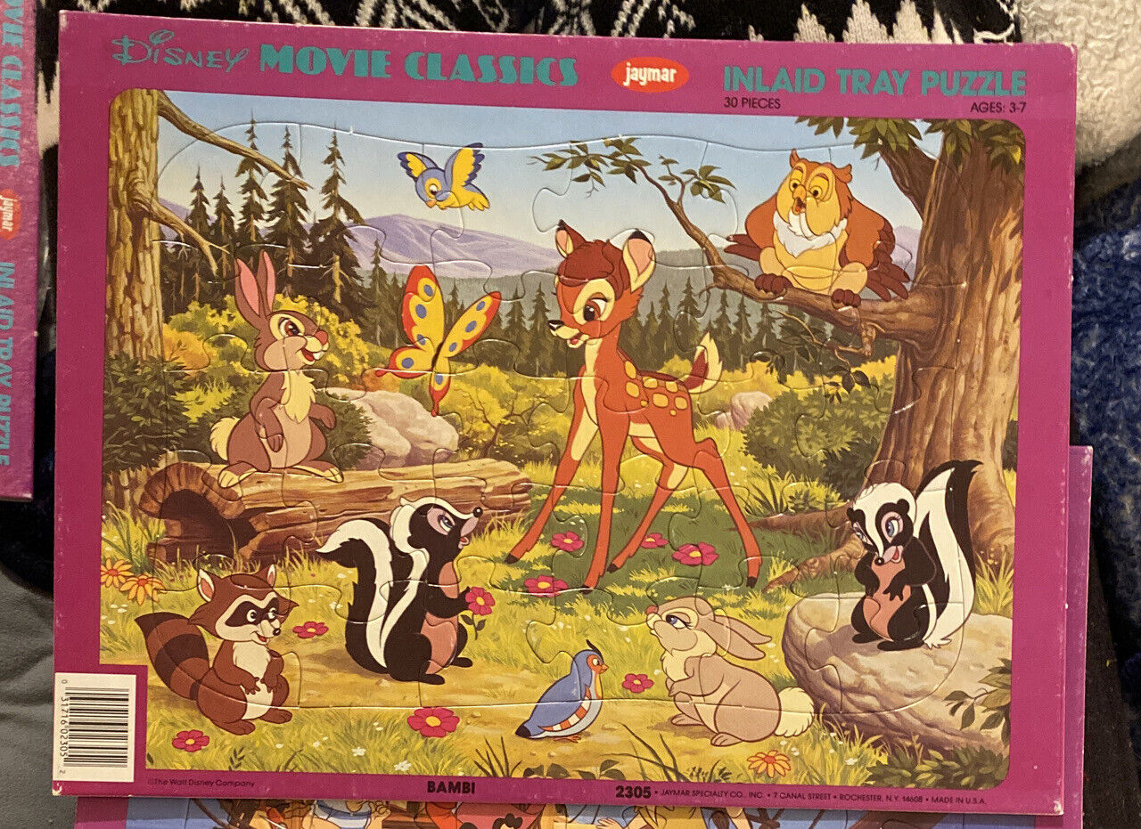 Vintage BAMBI Walt Disney Productions Children\'s Inlaid Jigsaw Puzzle by Jaymar