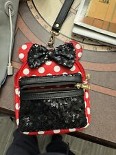 Disney Parks Loungefly Minnie Mouse Sequin Polka Dots Mini Wristlet Belt Bag NEW picture