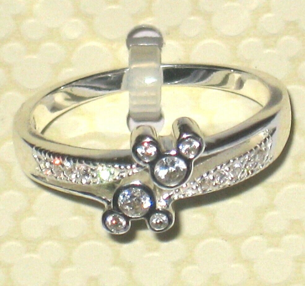 .925 Sterling Silver Mickey Mouse Ring Crystal ✿ Disney Park Authentic Size 6