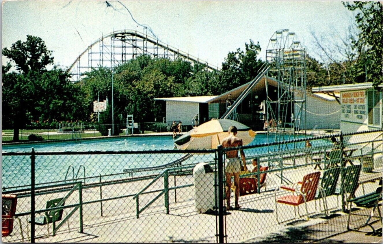 Vintage Postcard Joyland Park Roller Coaster Wichita Kansas A8