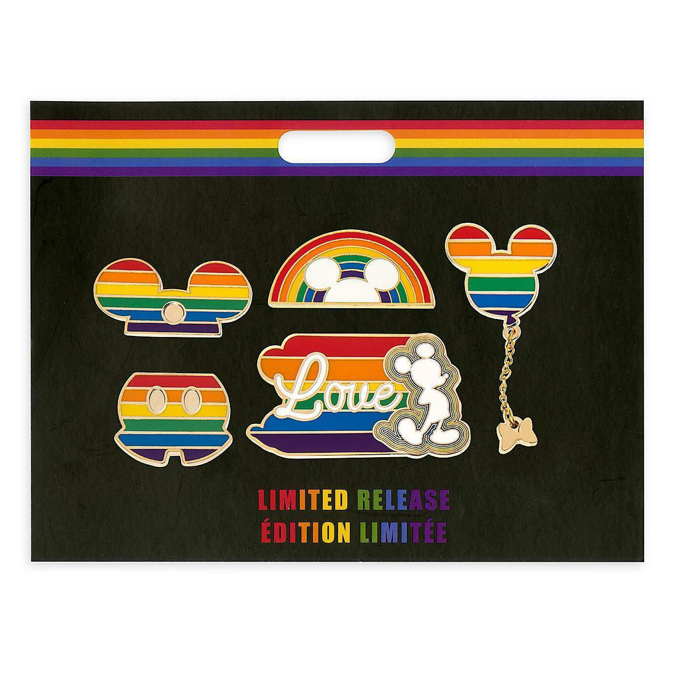 Disney Parks Rainbow Pride Collection Mickey Mouse Love Pin Set Limited New