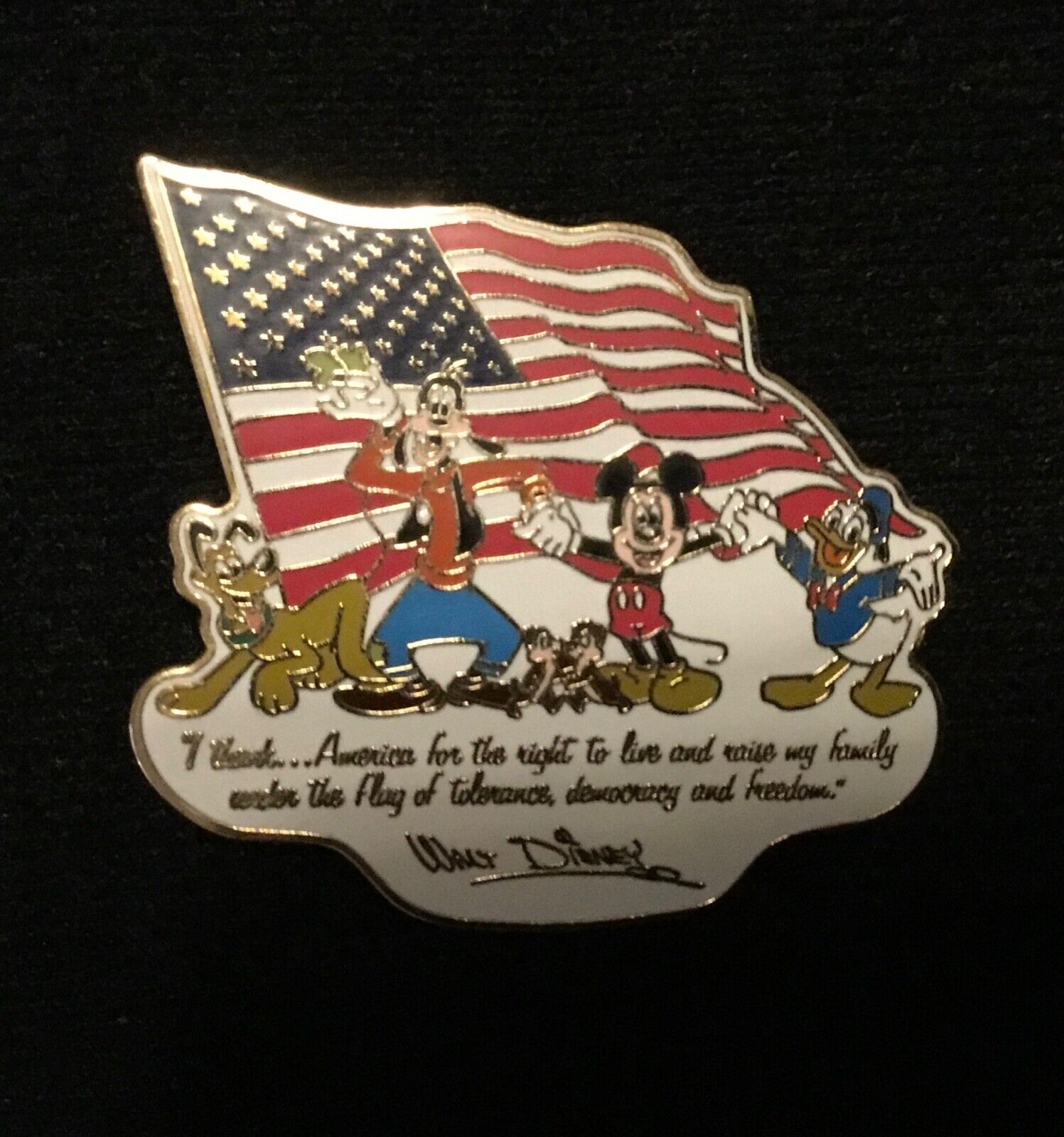 Disney Pin Walt Disney Tribute to America and the American Flag 2002 