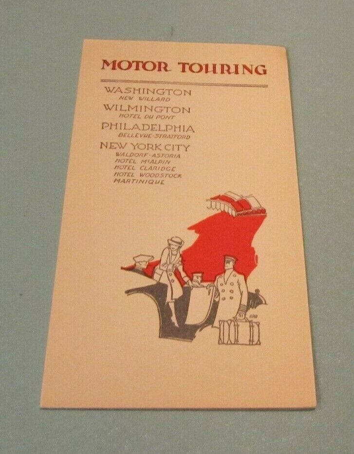 1920\'s Motor Touring from New York to Washington Automobile Club Booklet Hotels