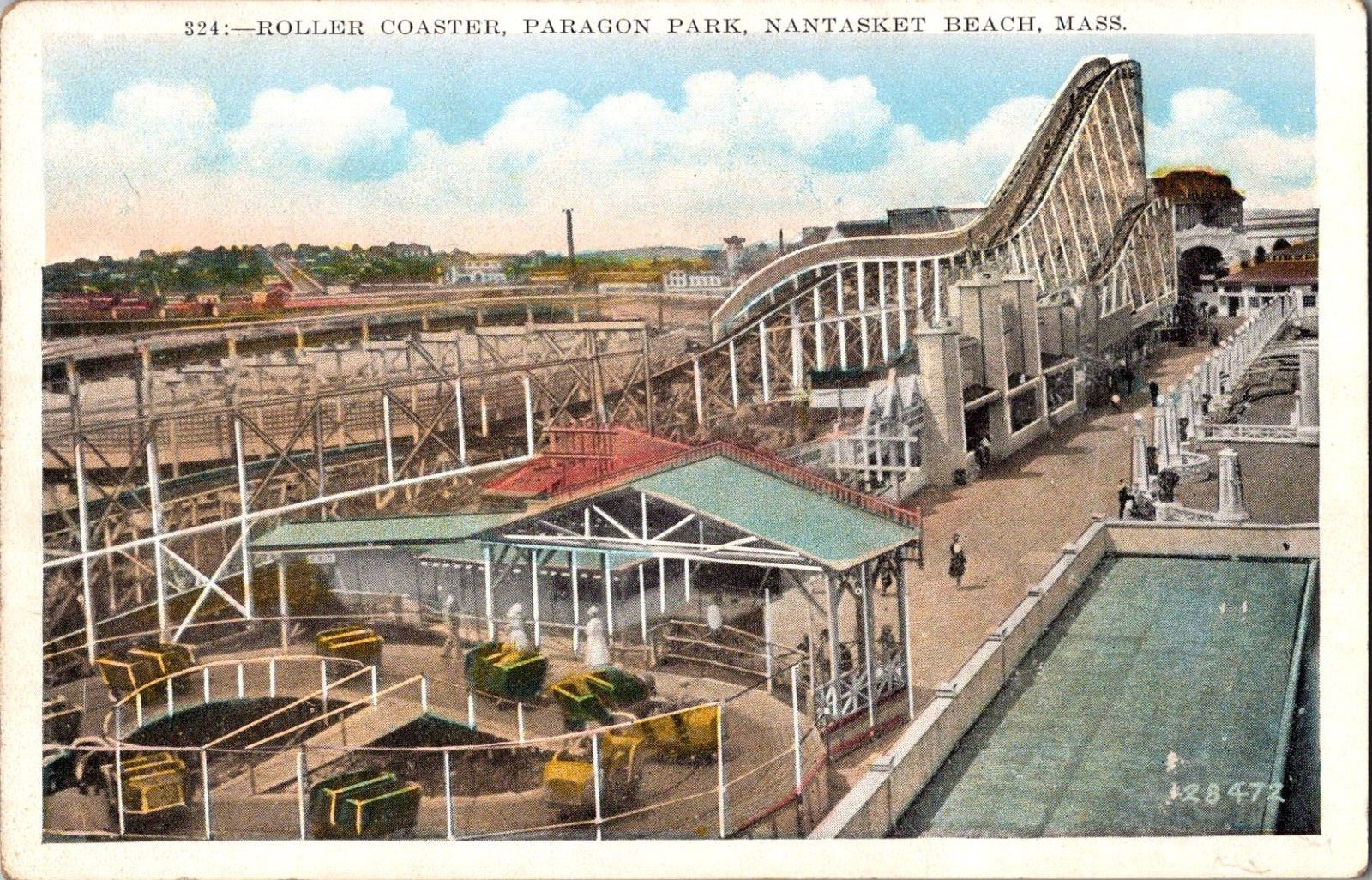 Postcard Paragon Park Nantasket Massachusetts Roller Coaster Unposted