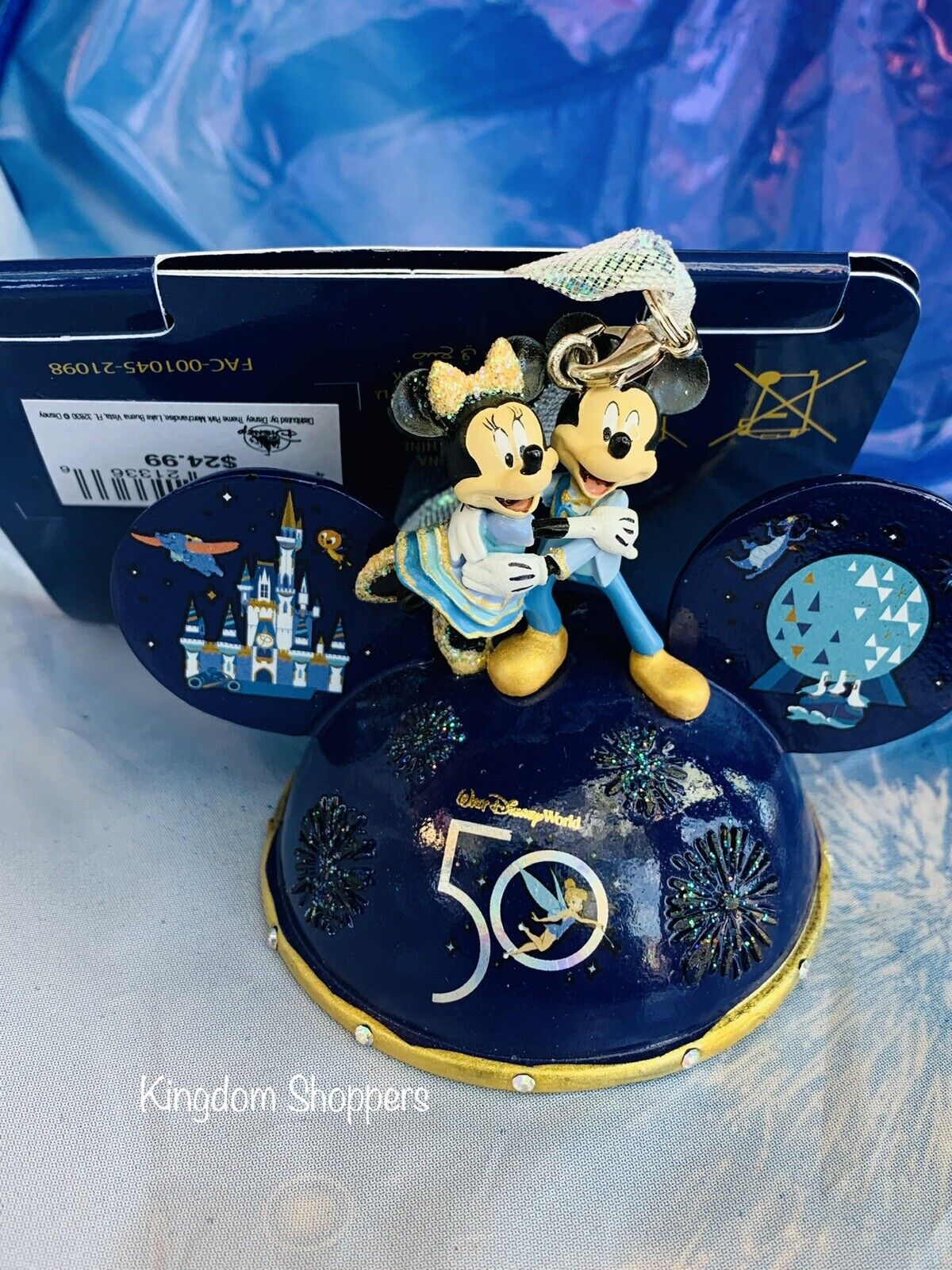 Walt Disney World 50th Anniversary Mickey Minnie Ear Hat Christmas Ornament
