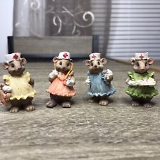 Vintage Mini Mouse Dressed As Nurse Resin Figurines Lot of 4 Figures ~ 2” Tall picture