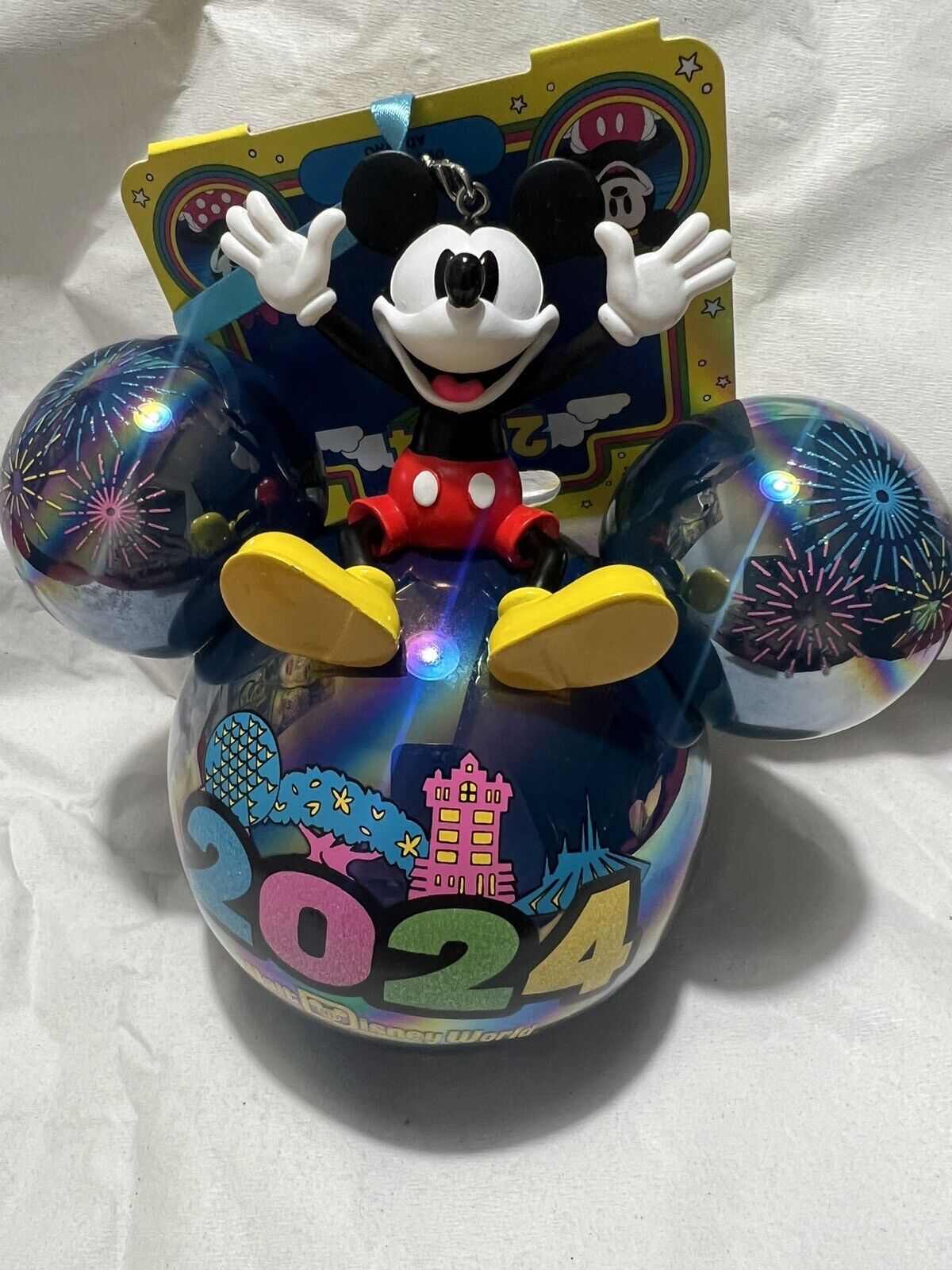 2024 Disney World 4 Parks New Year Christmas Ornament Glass Mickey Mouse Shape