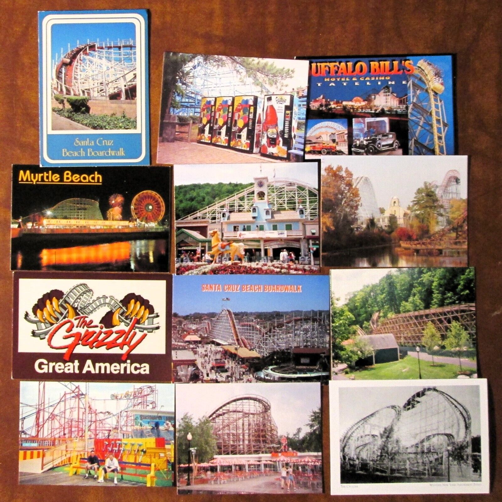 LOT of 12 ROLLER COASTER / AMUSEMENT PARK Postcards