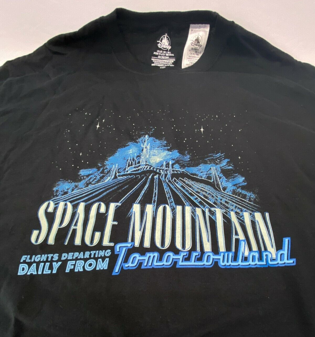 Walt Disney World Tomorrowland Space Mountain T-Shirt Large Black New