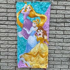 Disney Princess Beach Bath Towel Cinderella Belle Rapunzel Teal Pink Yellow EUC picture