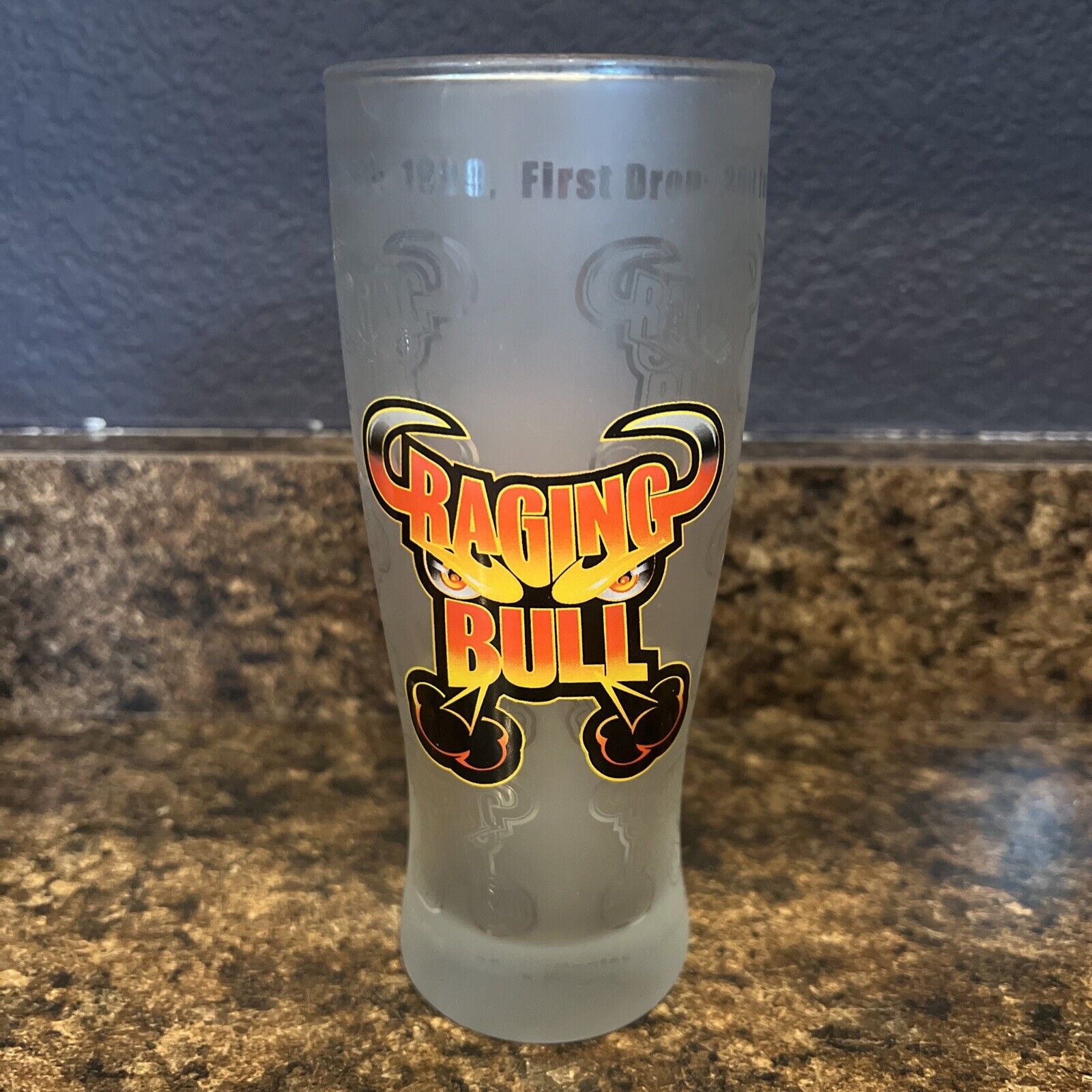 Six Flags Great America Raging Bull Roller Coaster Frosted Beer Glass