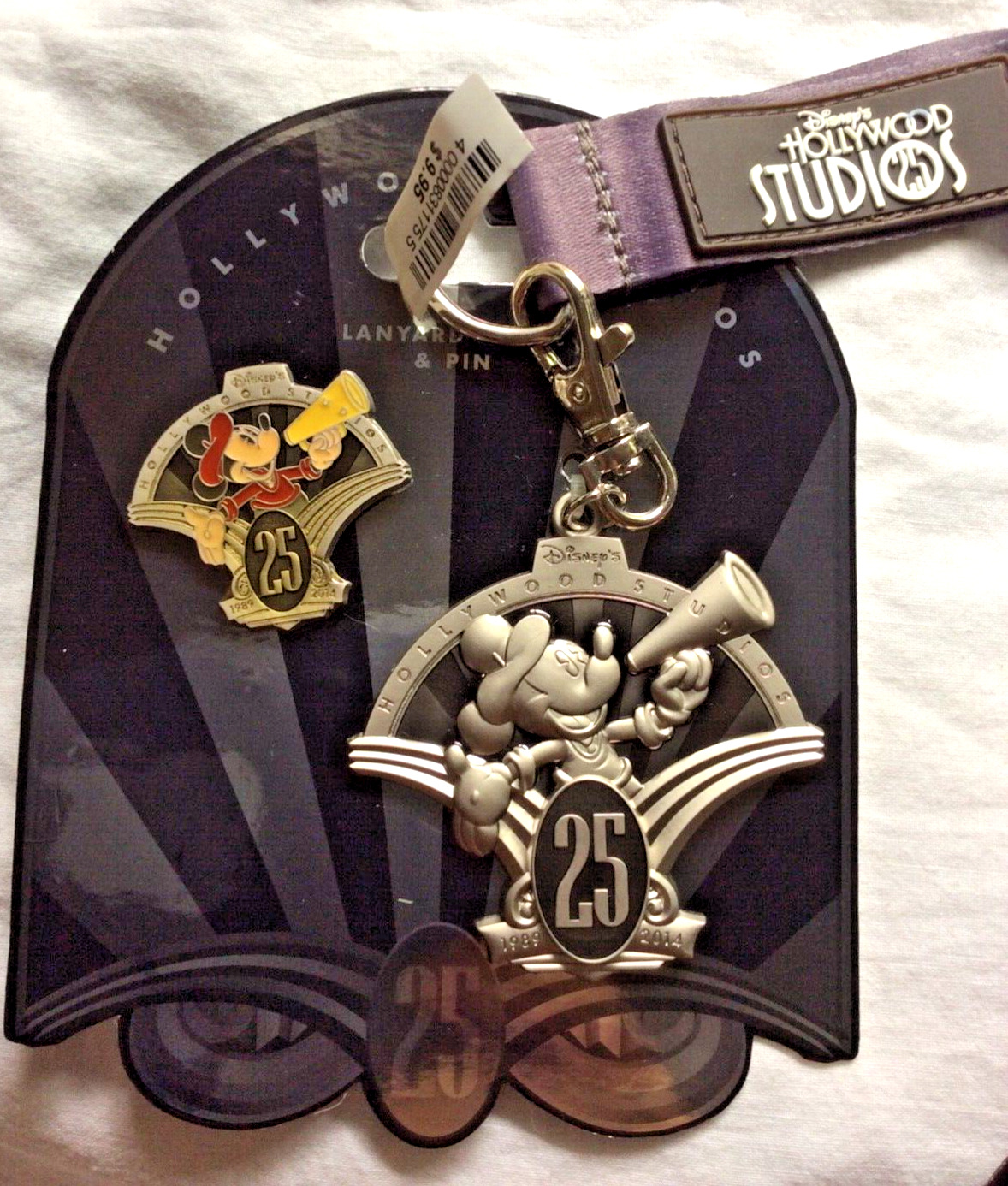 Disney Hollywood 25th Anniversary Lanyard Medal & Pin, New, New Lanyard too