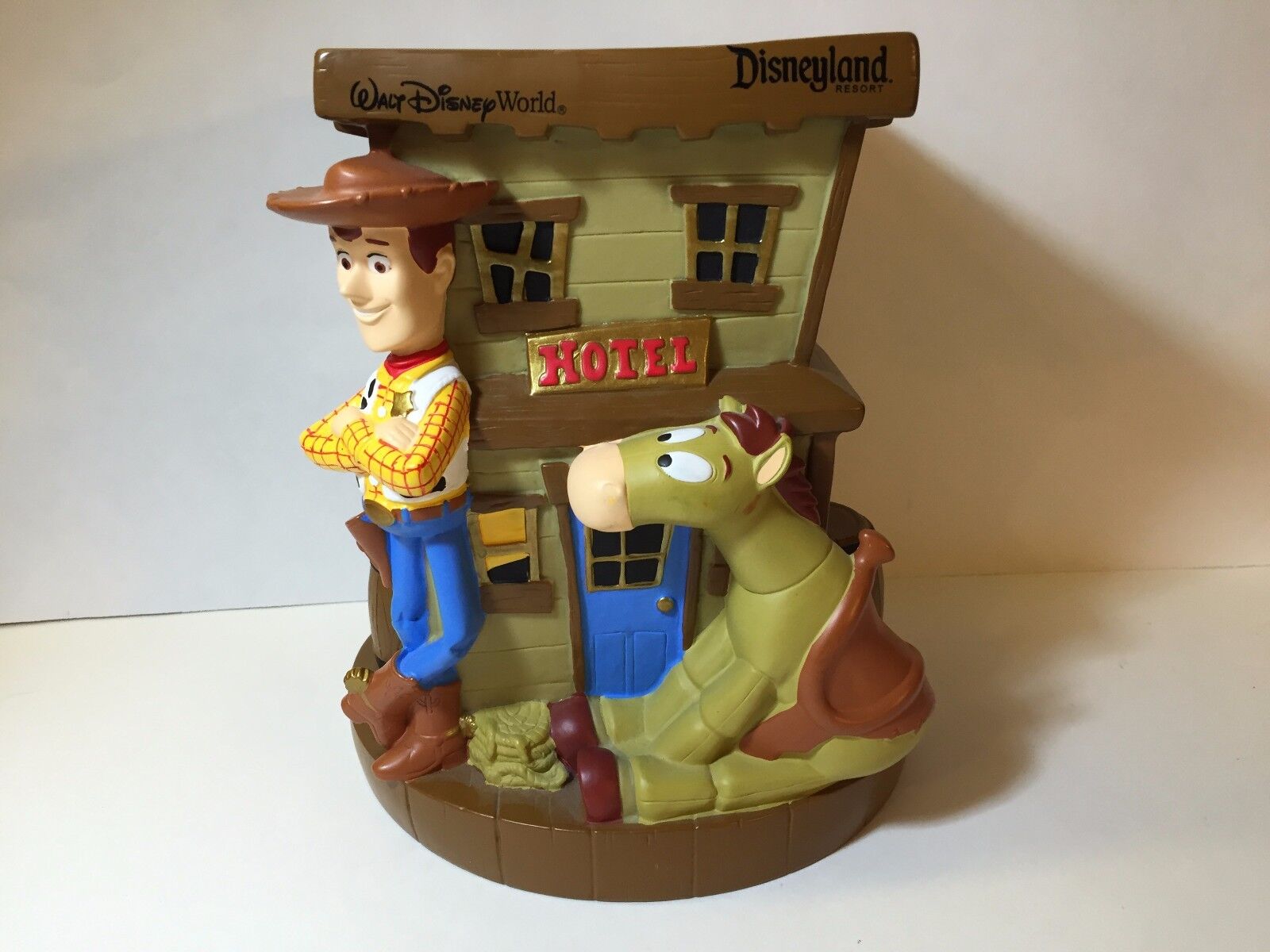 Disney Toy Story Plastic Piggy Coin Bank Hotel Woody Jessie Bullseye EUC
