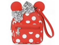 Disney Parks Loungefly Mini Mouse White Polka Dot Leather Mini Wristlet Backpack picture