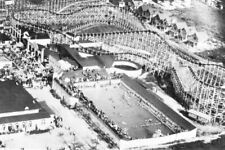 Amusement Park Roller Coaster Pool Akron Ohio OH Reprint Postcard picture