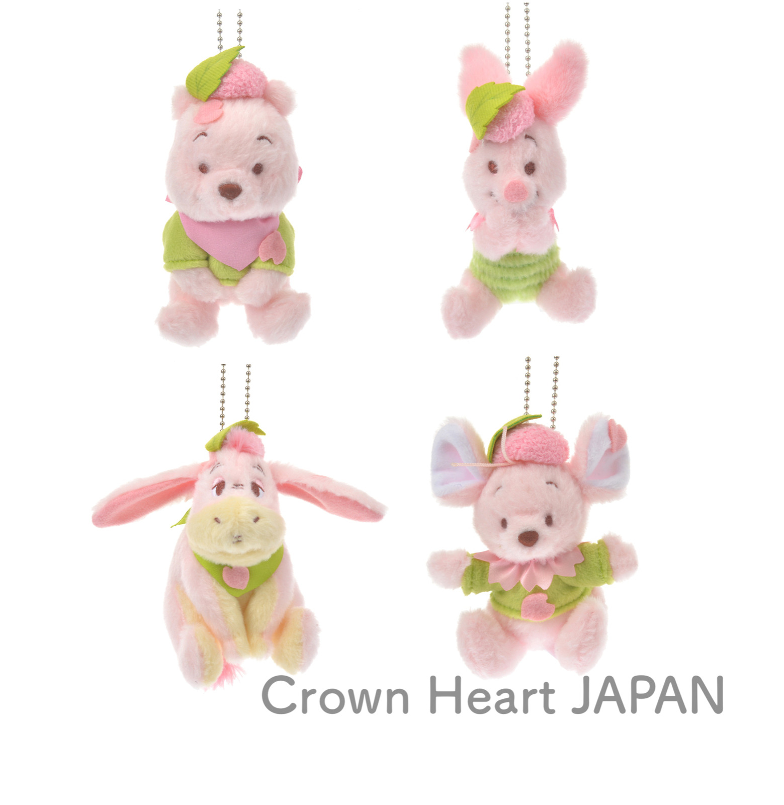 Disney Store Japan 2021 SAKURA Plush Keychain Set of 4 - Pooh Eeyore Roo Piglet