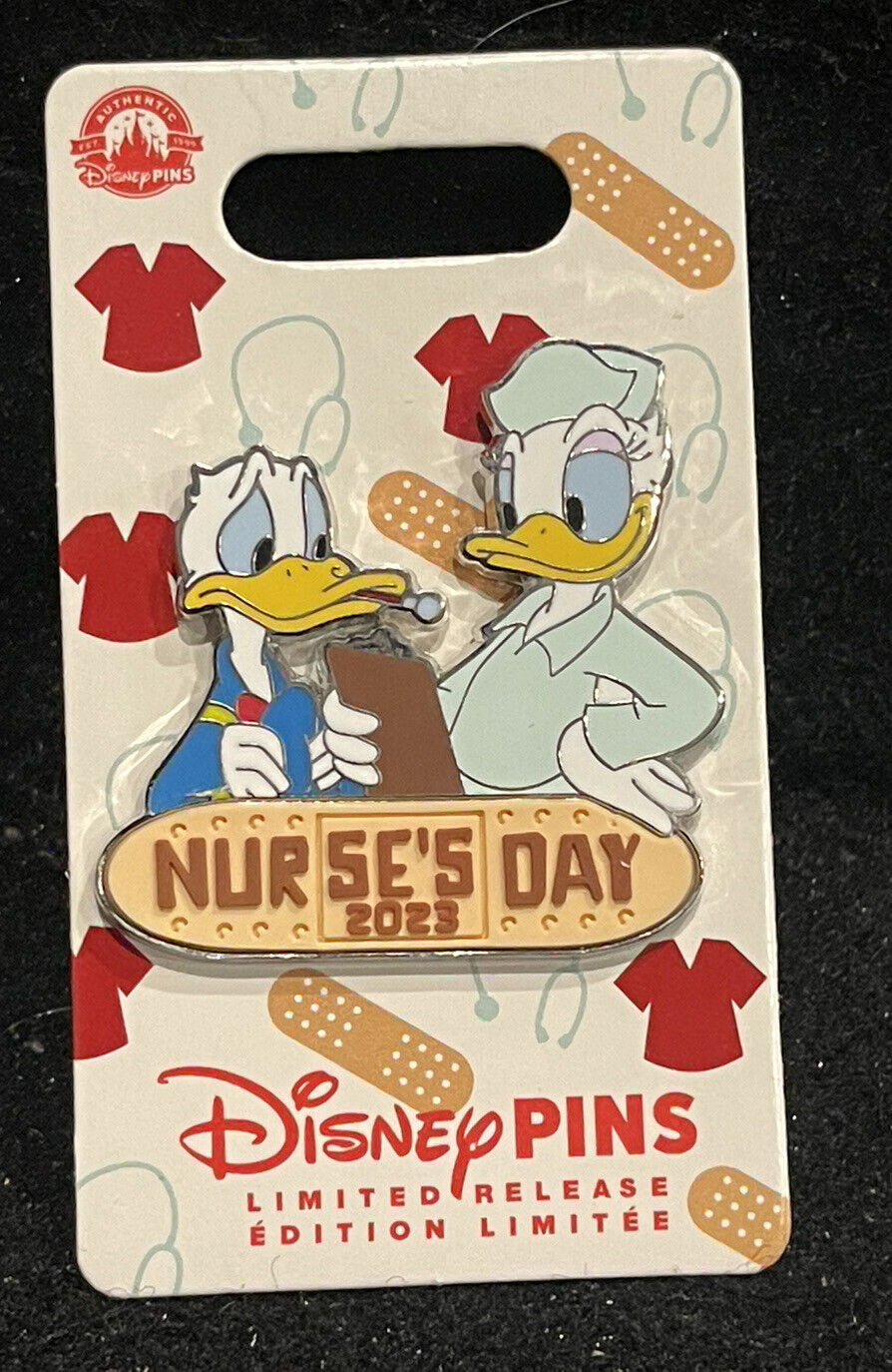 Disney Nurses Day 2023 Pin Donald and Daisy Duck Pin LR Pin On Hand for