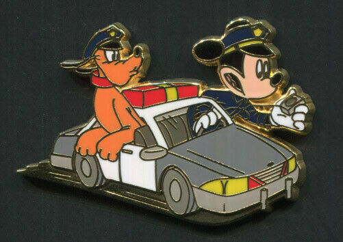 Disney Pin Mickey Mouse Pluto Police Officers Patrol Car Disney Store Japan JDS