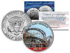 CONEY ISLAND CYCLONE Roller Coaster Colorized JFK Half Dollar Coin BROOKLYN NY picture