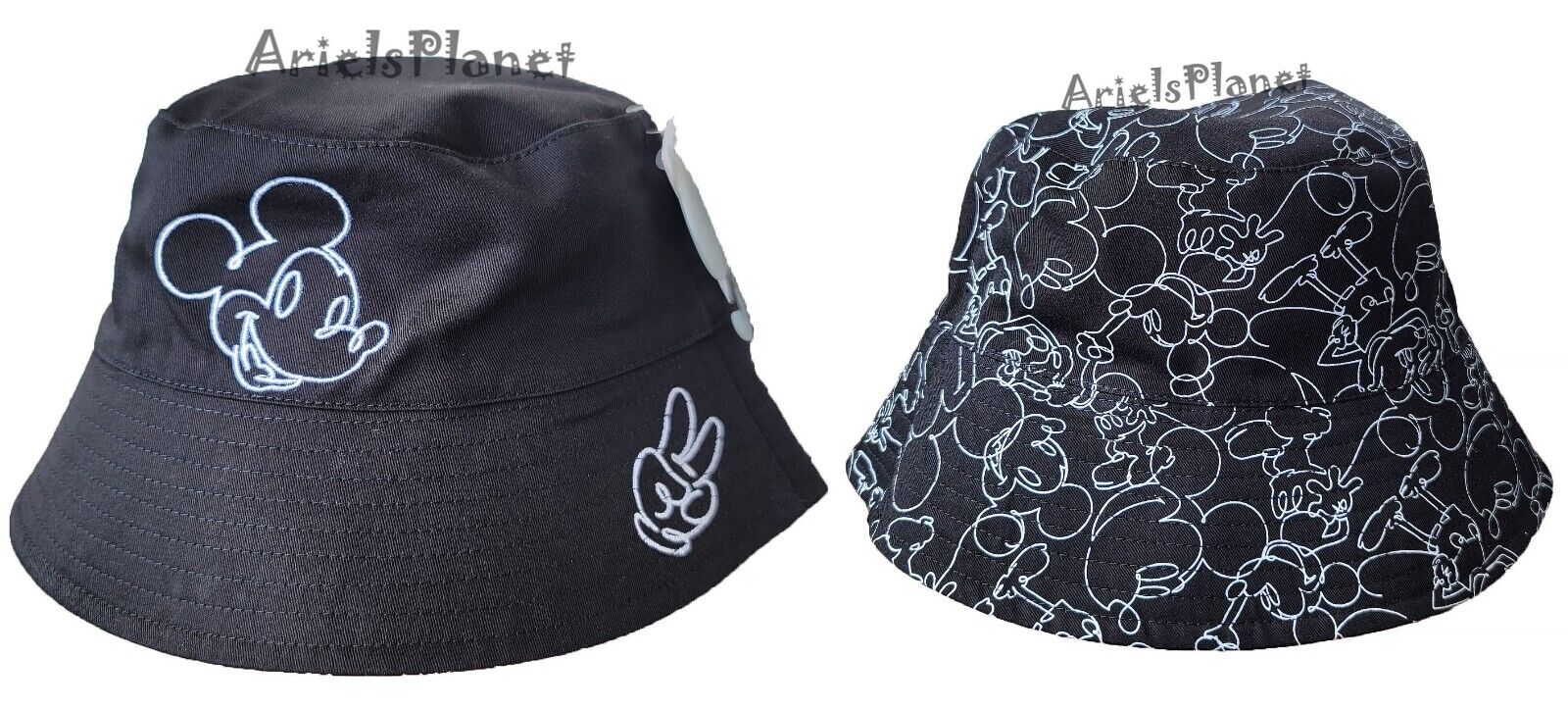 2023 Disney Parks Mickey Mouse Allover Reversible Black Adult Bucket Hat