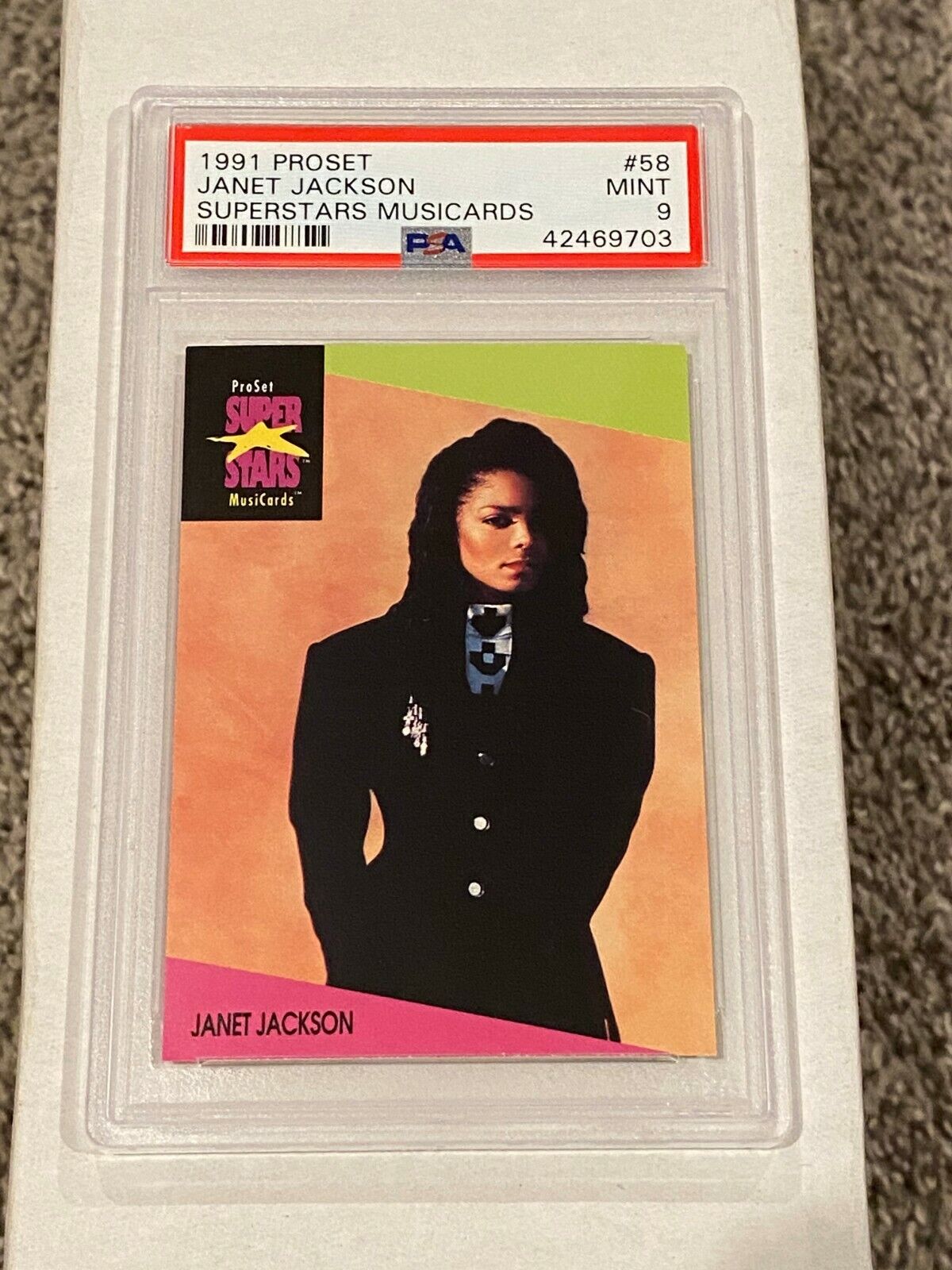 1991 ProSet Superstars MusiCards #58 - JANET JACKSON - PSA 9 Mint - pop1