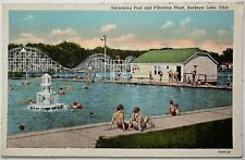 Roller Coaster Swimming Pool Buckeye Lake Ohio Postcard picture