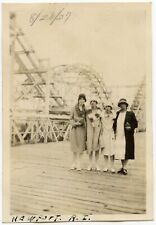 1927 4 LADIES NEWPORT, RI ROLLER COASTER FASHION VINTAGE SNAPSHOT PHOTO picture