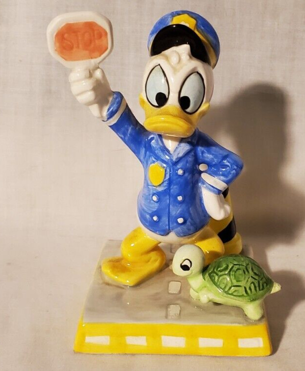 Vintage Schmid Walt Disney Donald Duck Holding Stop Sign Crossing Guard Figurine