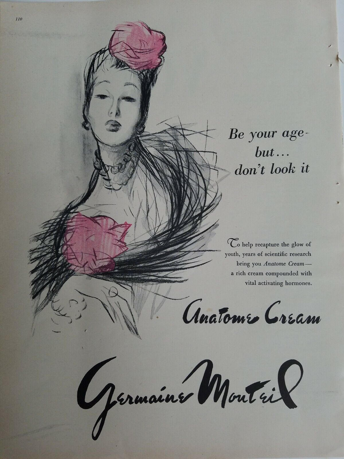 1948 Germaine Monteil Anatome cream women's cosmetic art ad