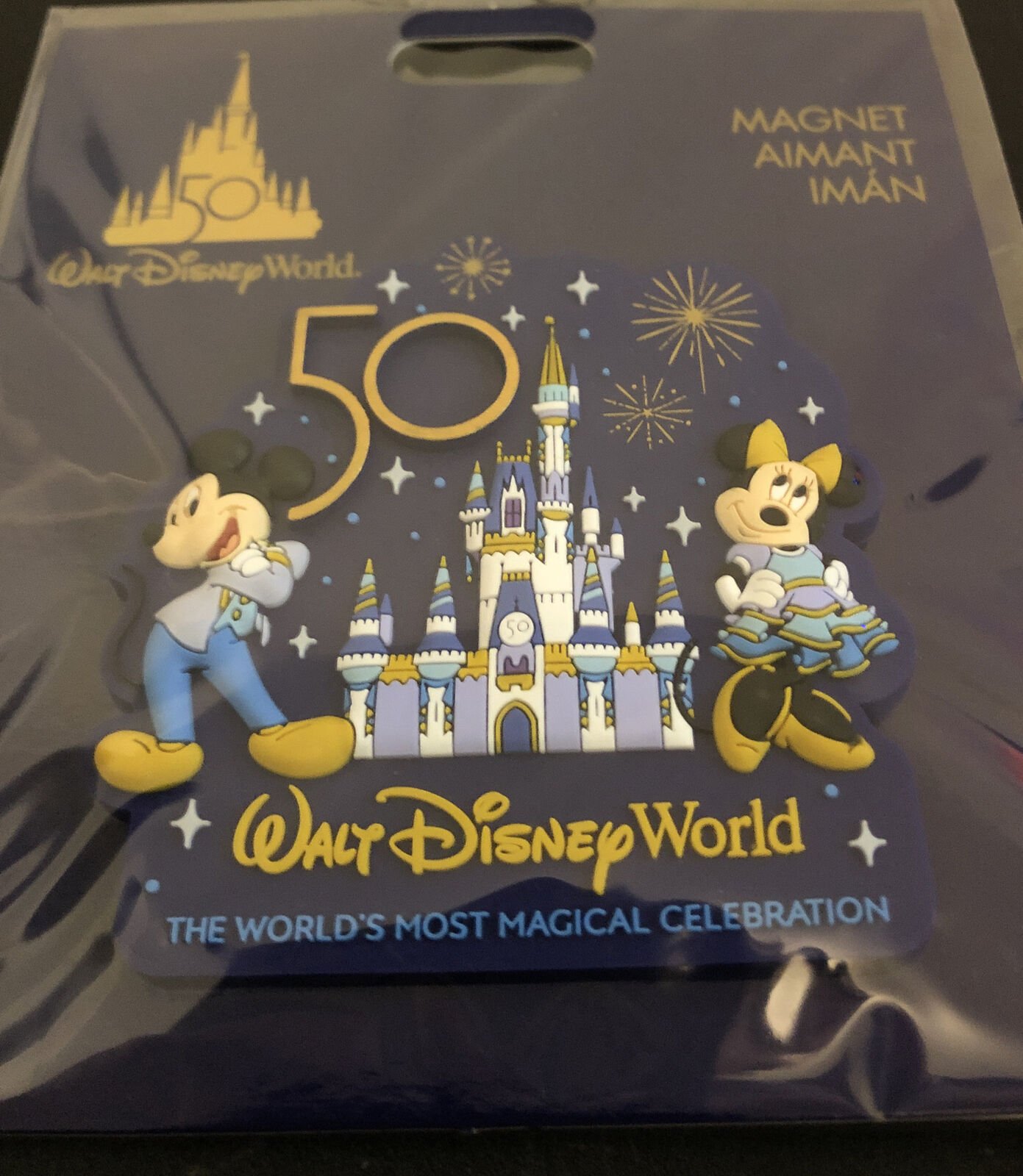 Disney Parks 50th Anniversary Castle Minnie And Mickey Mouse Magnet
