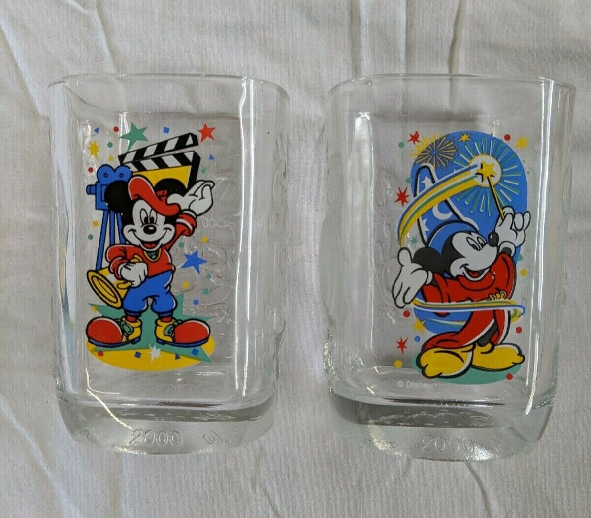 Mickey Mouse Walt Disney World Celebration 2000 McDonald’s Glasses Set of 2