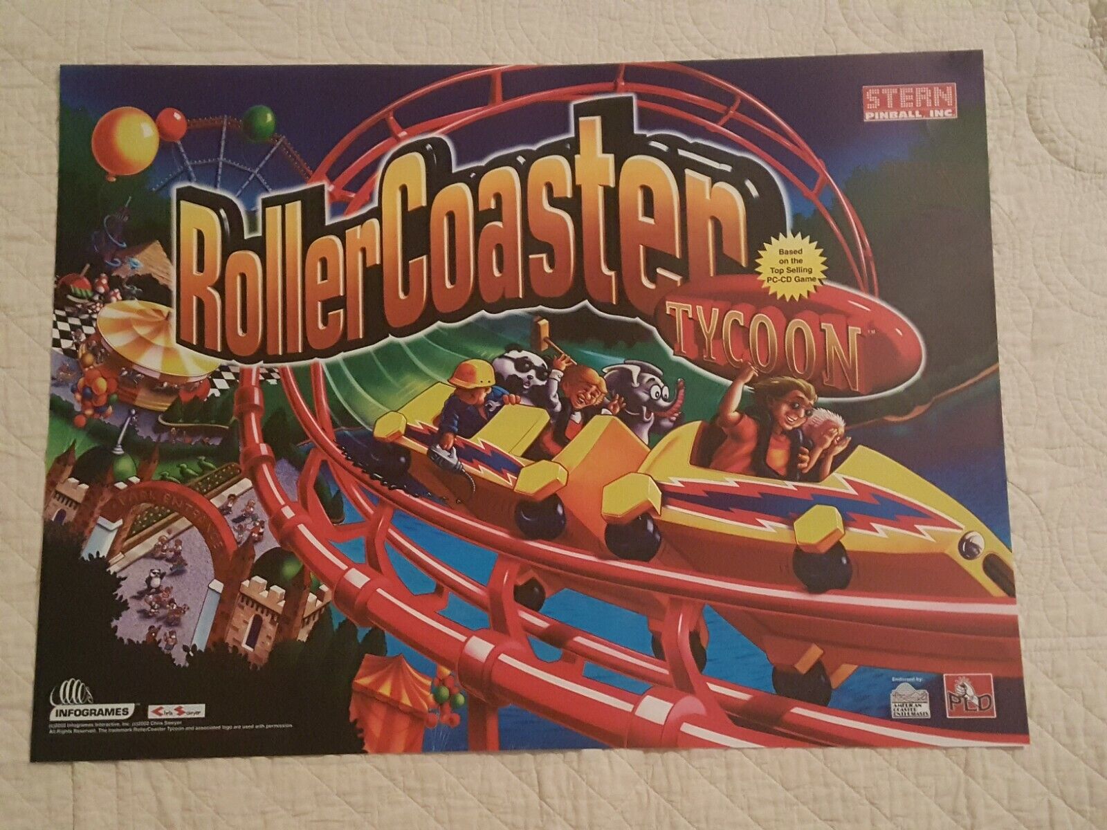 Stern Roller Coaster Tycoon * NEW * Pinball Machine Translite Film * 830-5278-00