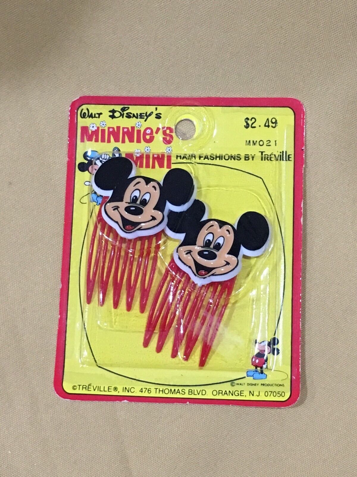 RARE NIP Vintage Walt Disney Minnie’s Mini Mickey Mouse Hair Combs By Treville