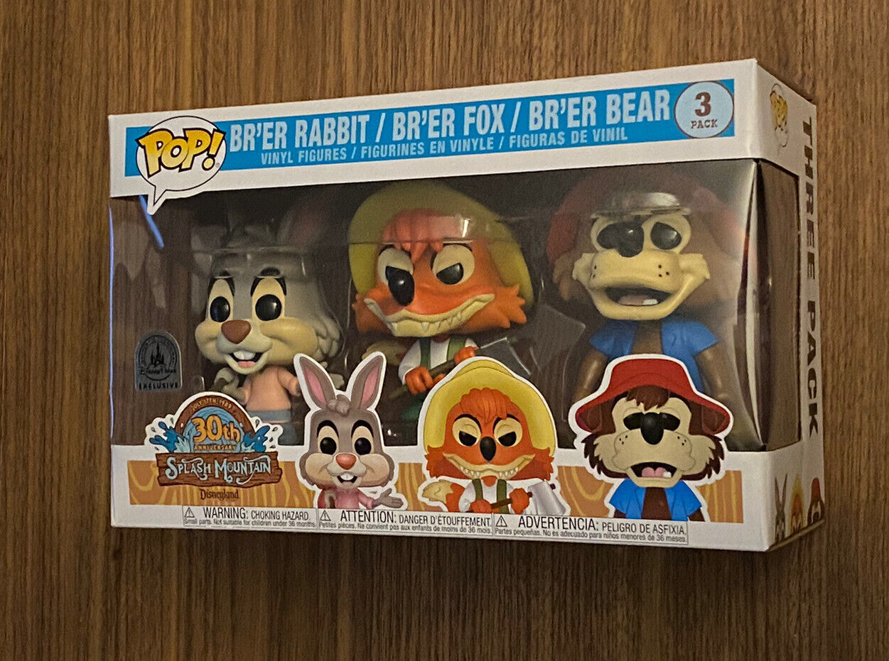 Disneyland Exclusive Splash Mountain Brer Rabbit Fox 3 Pack Pop Funko Disney