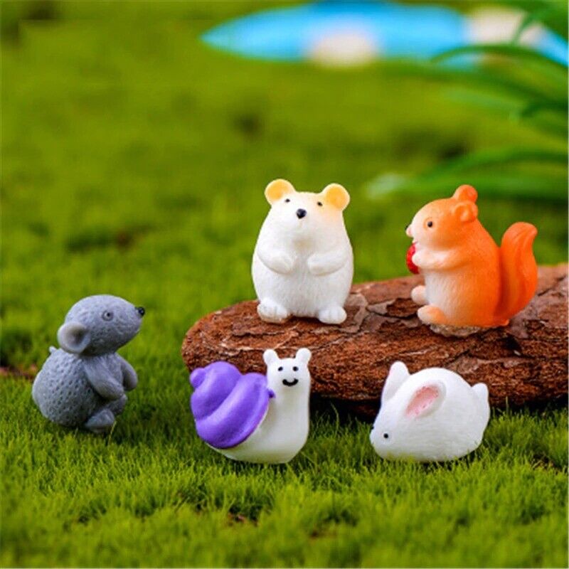 Mini Figurine Crafts Ornament Mouse Rabbit Snail Squirrel Small Statue Miniature